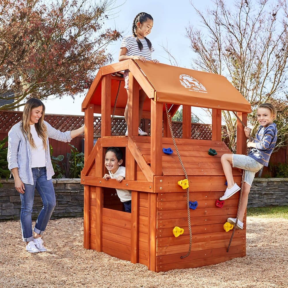 Little Tikes Real Wood Adventures Playhouse with Climbing Wall & Upper Deck