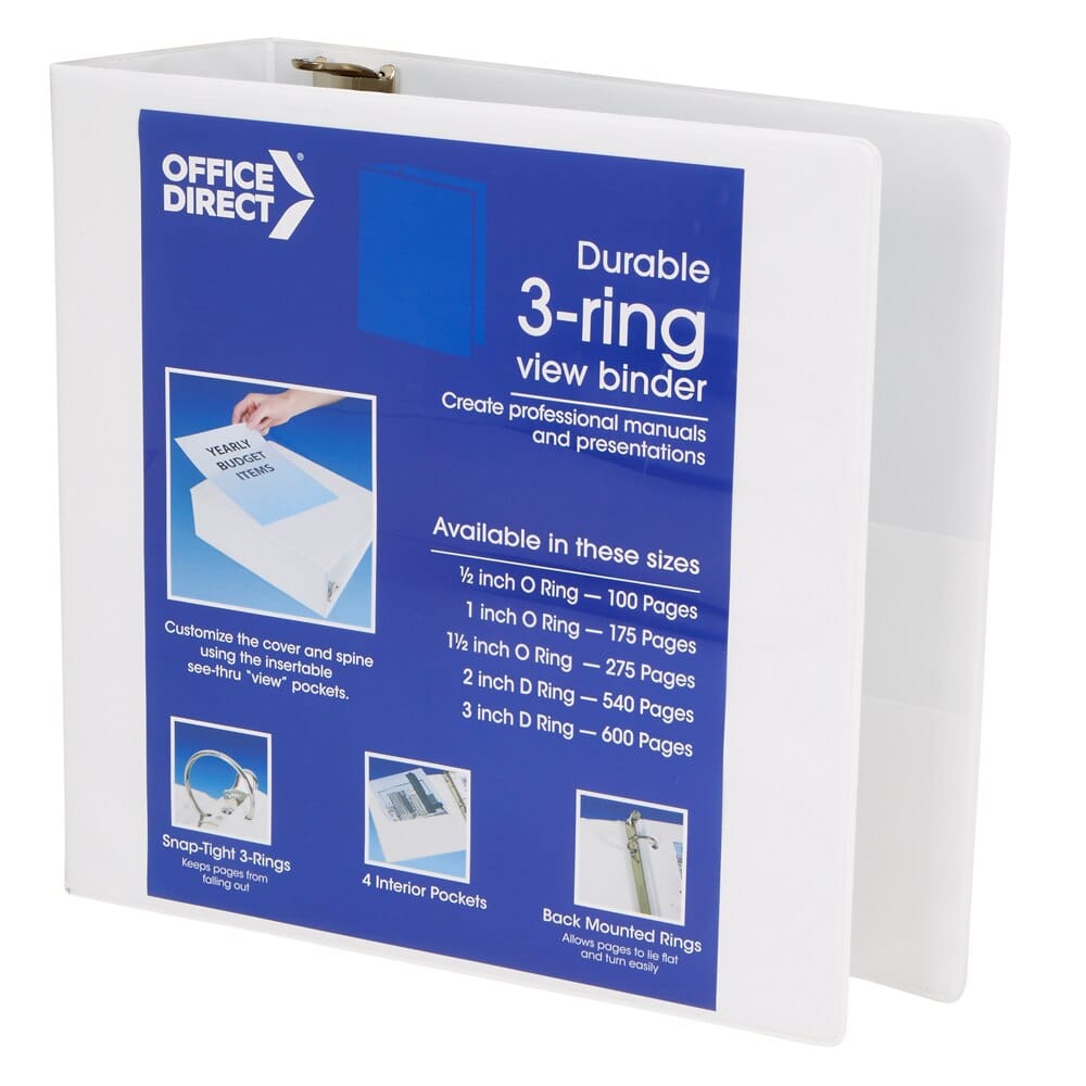 Office Direct D-Ring View Binder, 3"