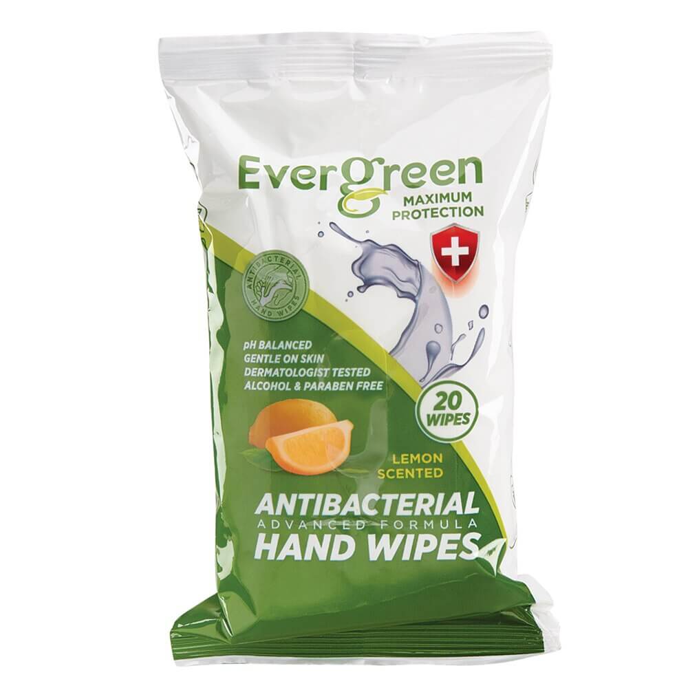 Evergreen Antibacterial Hand Wipes, 20 Count