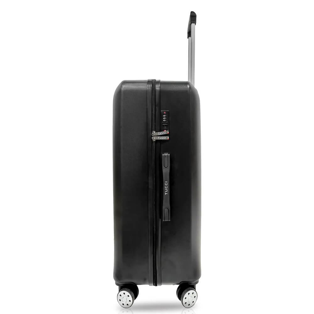 TUCCI Italy Borsetta 3-Piece (20", 24", 28") Luggage Set, Black