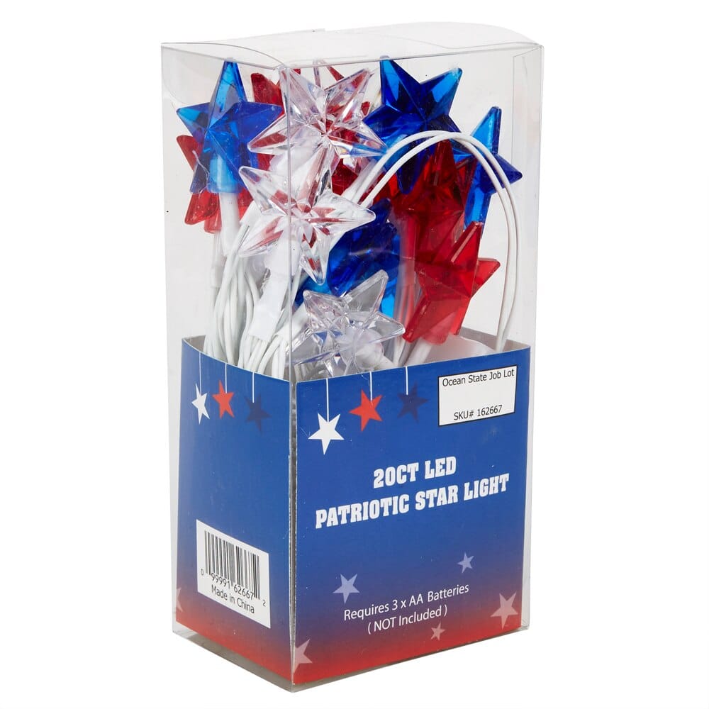 LED Patriotic Star String Lights, 20 Count