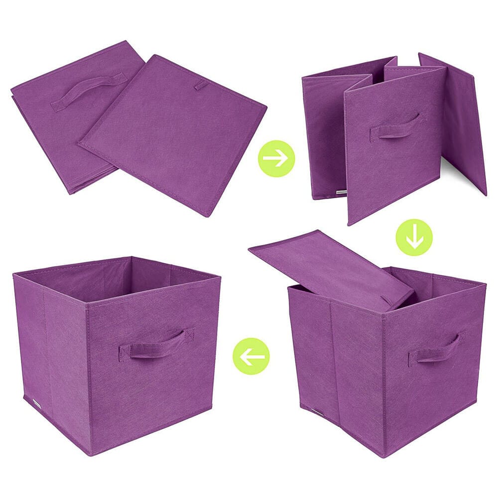 Greenco Foldable Storage Cubes, Set of 6, Purple