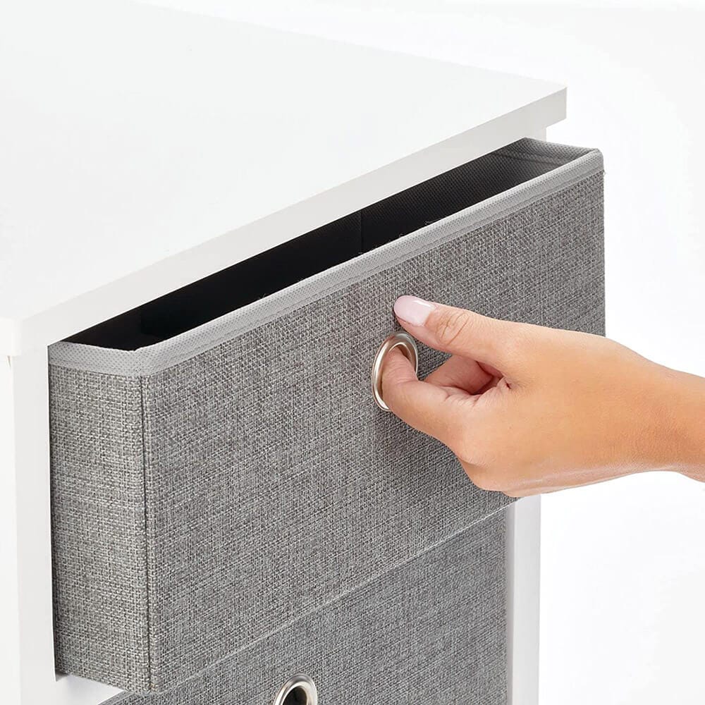 mDesign 2-Drawer Foldable Dresser, White/Gray