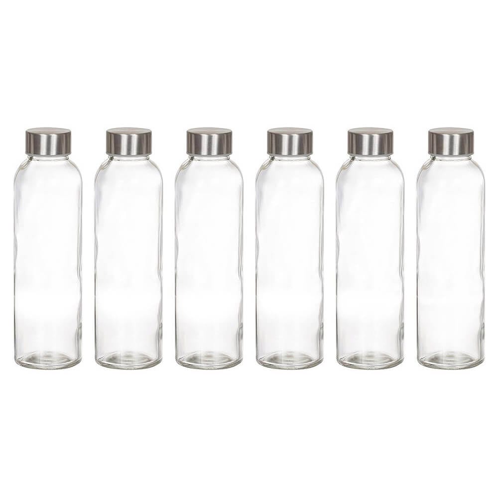 Estilo Glass Water Bottles, 18 oz, Set of 6