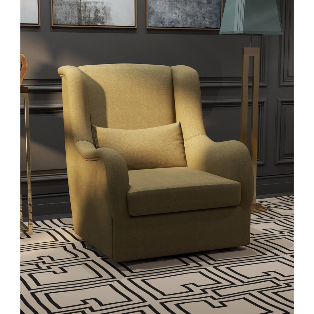 Melagio Swank Upholstered Swivel Chair, Gold