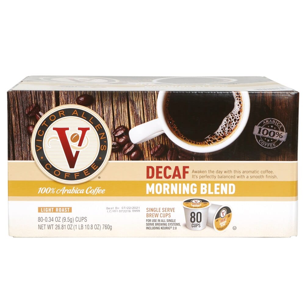 Victor Allen's Light Roast Decaf Morning Blend Coffee Cups, 80 Count