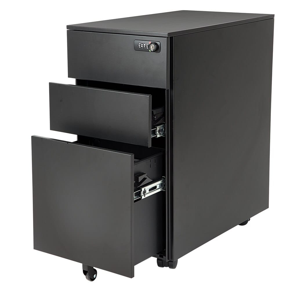 3-Drawer Steel Pedestal Filing Cabinet with Combination Lock