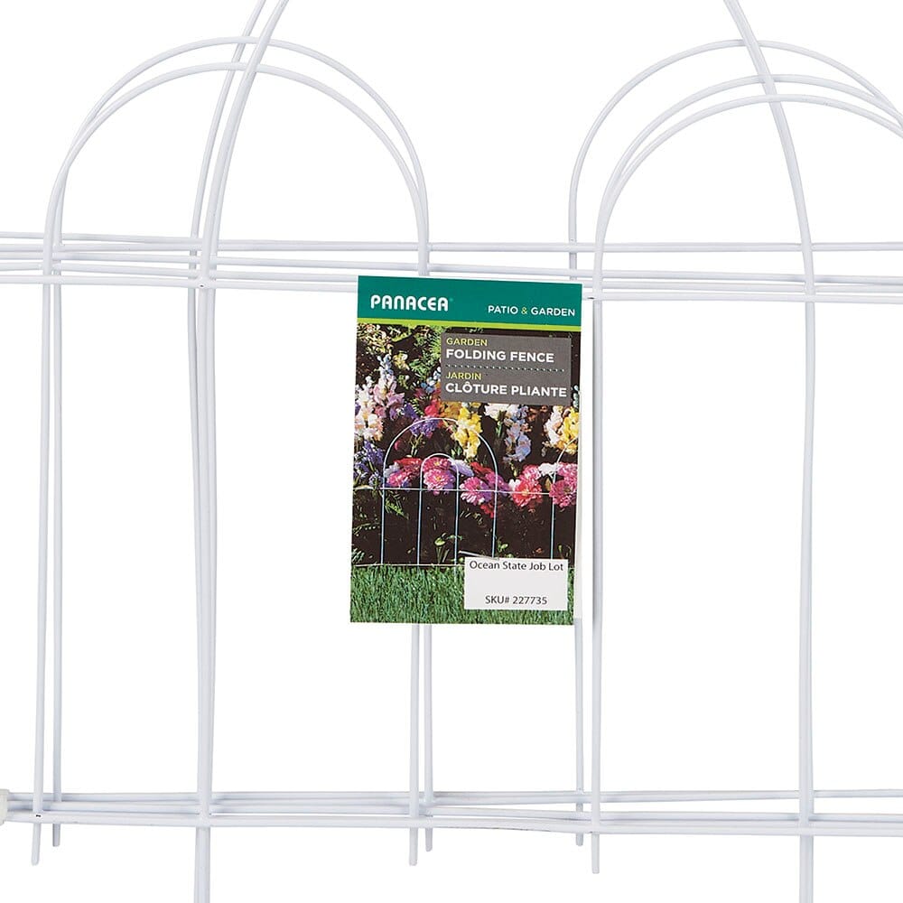 Panacea White Metal Arch Folding Garden Fence, 18" x 8'