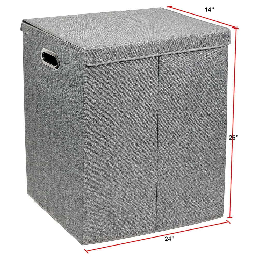 Greenco Double Collapsible Laundry Hamper with Lid, Dark Gray