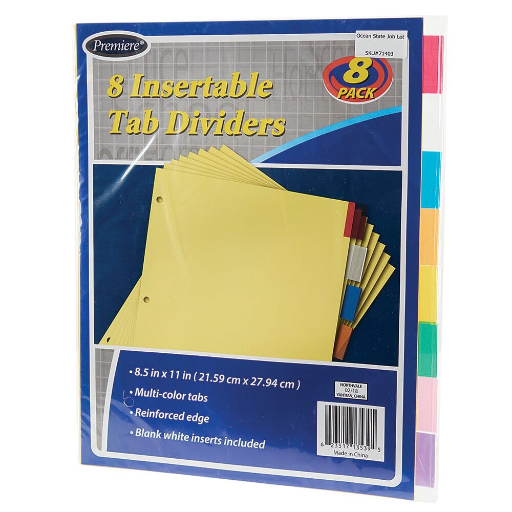 Premiere Insertable Tab Dividers, 8-Count