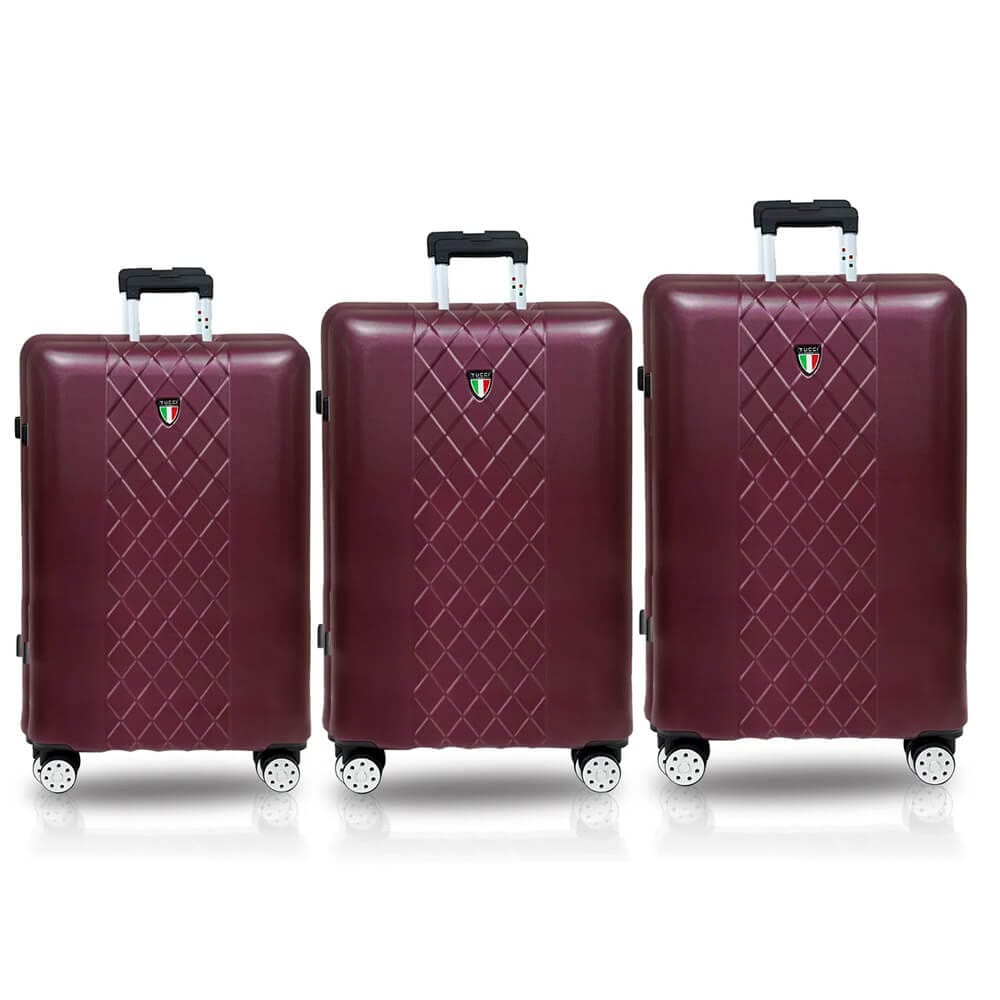 TUCCI Italy Borsetta 3-Piece (20", 24", 28") Luggage Set, Maroon