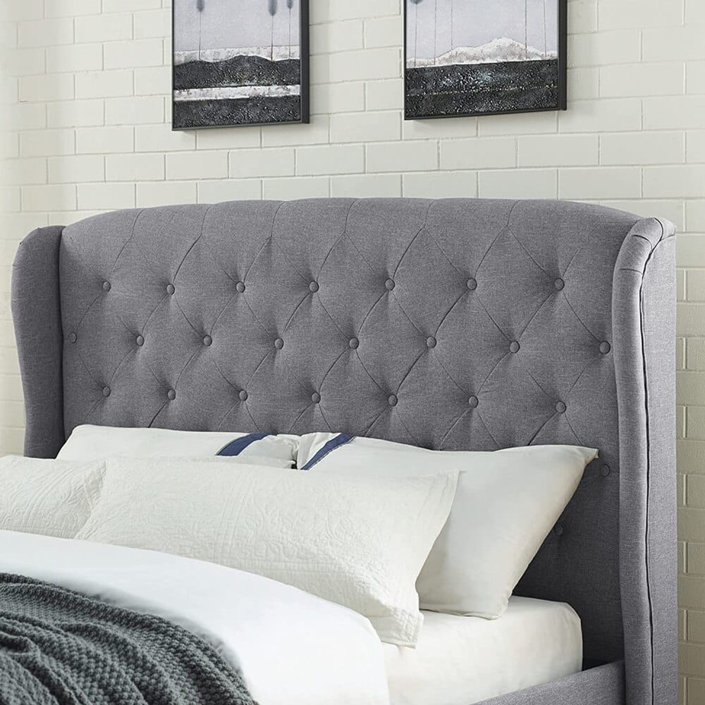 Classic Brands Coventry Upholstered Full Platform Bed Frame, Light Gray