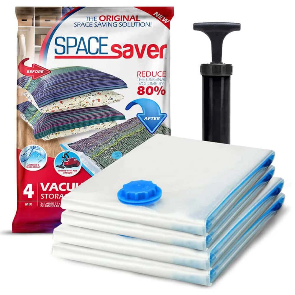 Spacesaver Premium Space Saver Vacuum Storage Bags Variety Pack, Jumbo & Large Size, 4-Pack