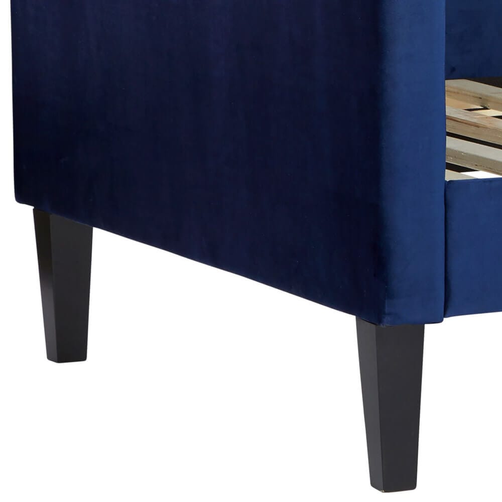 Contemporary Upholstered Twin Daybed, Velvet Navy Blue