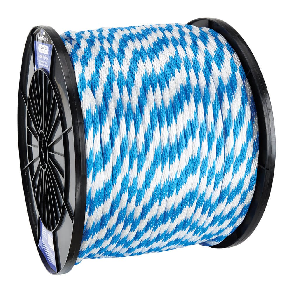 Diamond Braided Rope Reel, 3/8" x 590', Blue/White