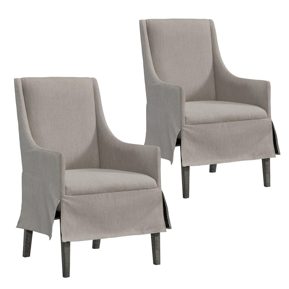 Lane Furniture Old Forge Slipcover Host Dining Chair, Set of 2, French Gray