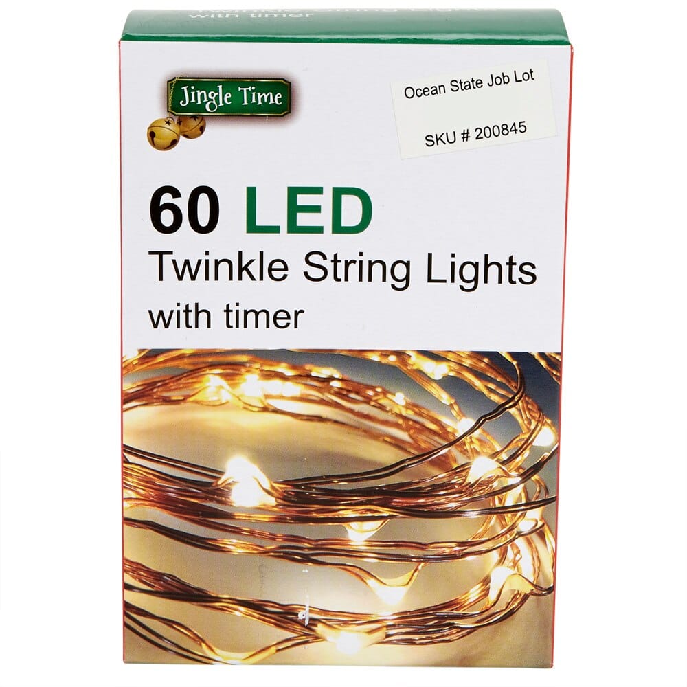 Jingle Time LED White Twinkle String Lights with Timer