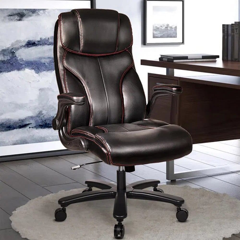 Mecor High-Back Faux-Leather Executive Office Chair, Black