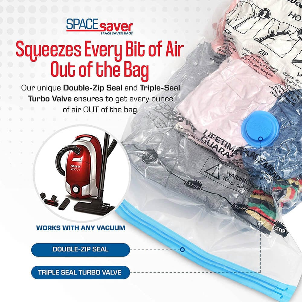 Spacesaver Premium Space Saver Vacuum Storage Bags Variety Pack, Small, Medium, Large, & Jumbo Size, 15-Pack