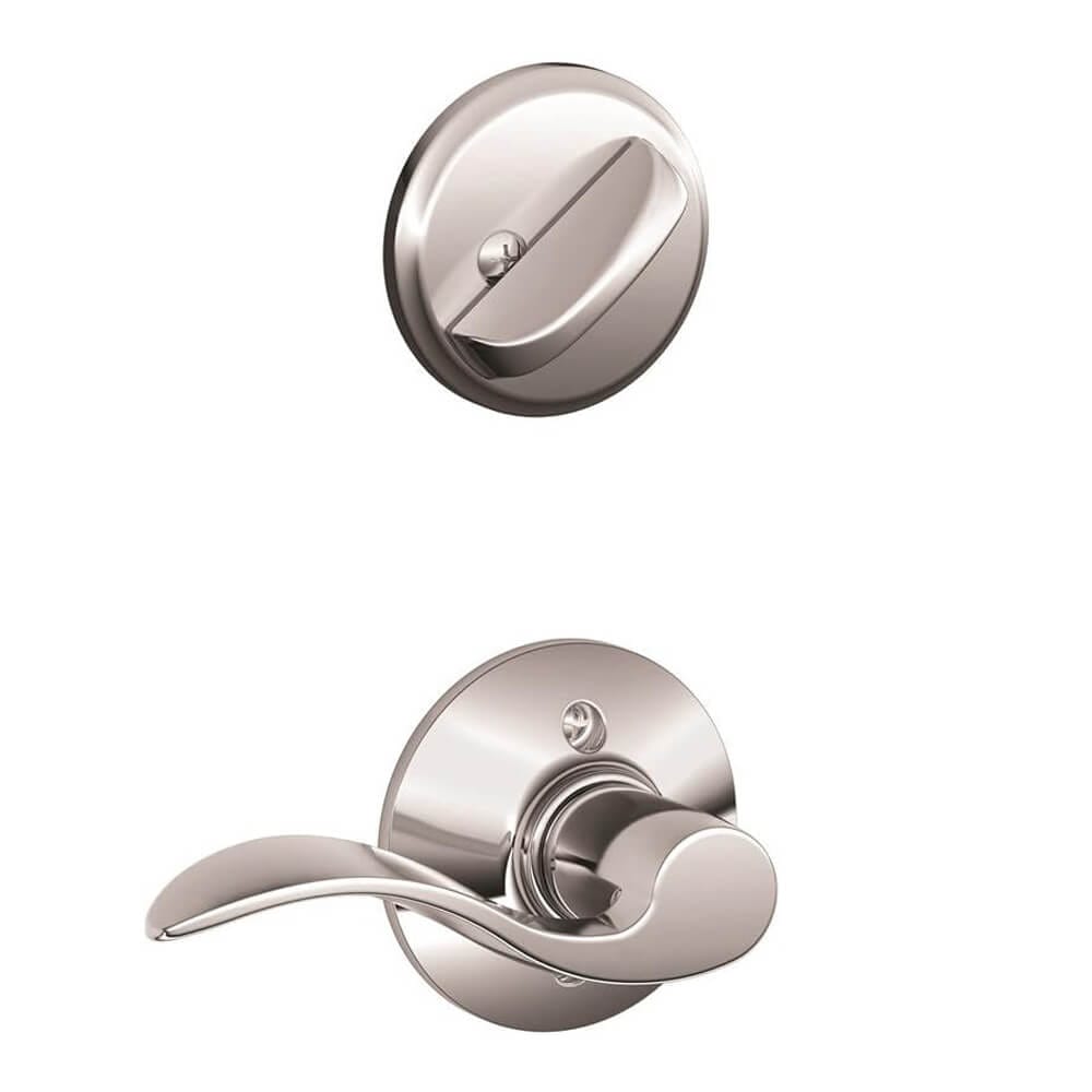Schlage Accent Interior Right-Handed Door Lever with Deadbolt, Bright Chrome