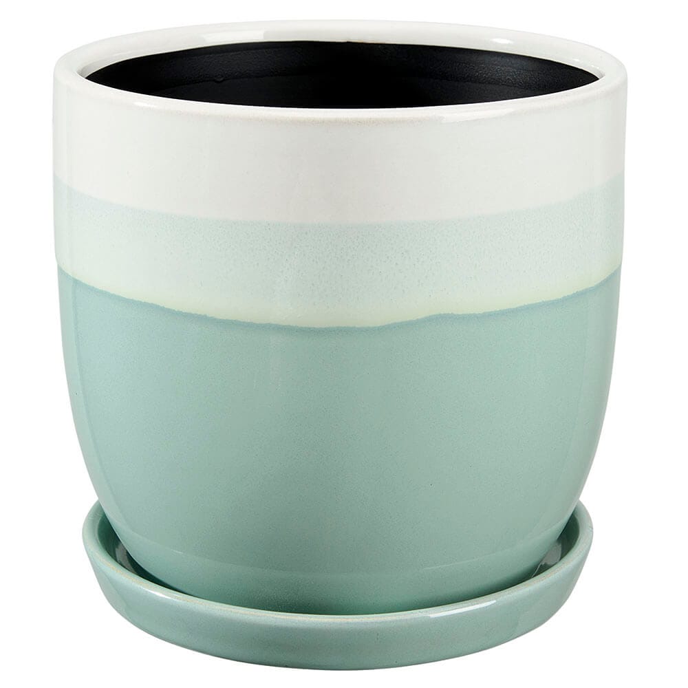 Glazed Ceramic Indoor Planter with Saucer, 5.5"