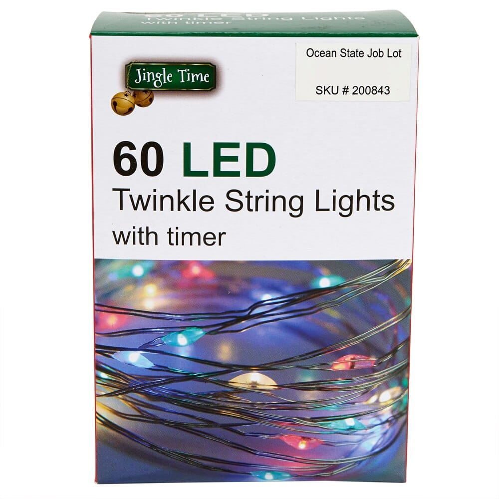 Jingle Time LED Twinkle Colored String Lights with Timer