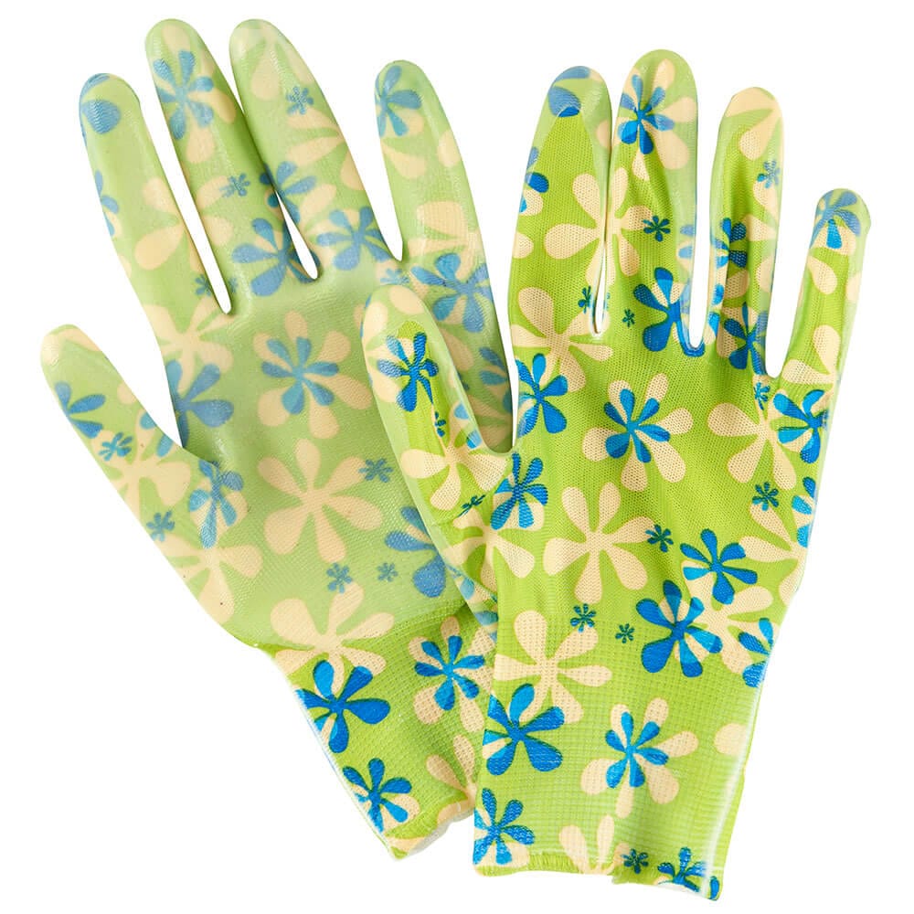 Garden Grove Women's Green/Blue Floral Print Garden Gloves
