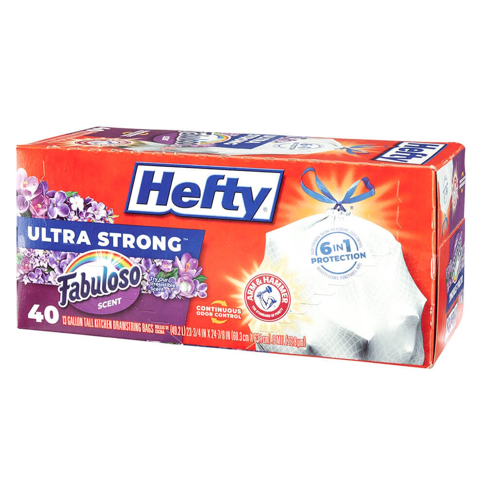 Hefty Ultra Strong Fabuloso Scented 13 Gallon Trash Bags, 40 Count