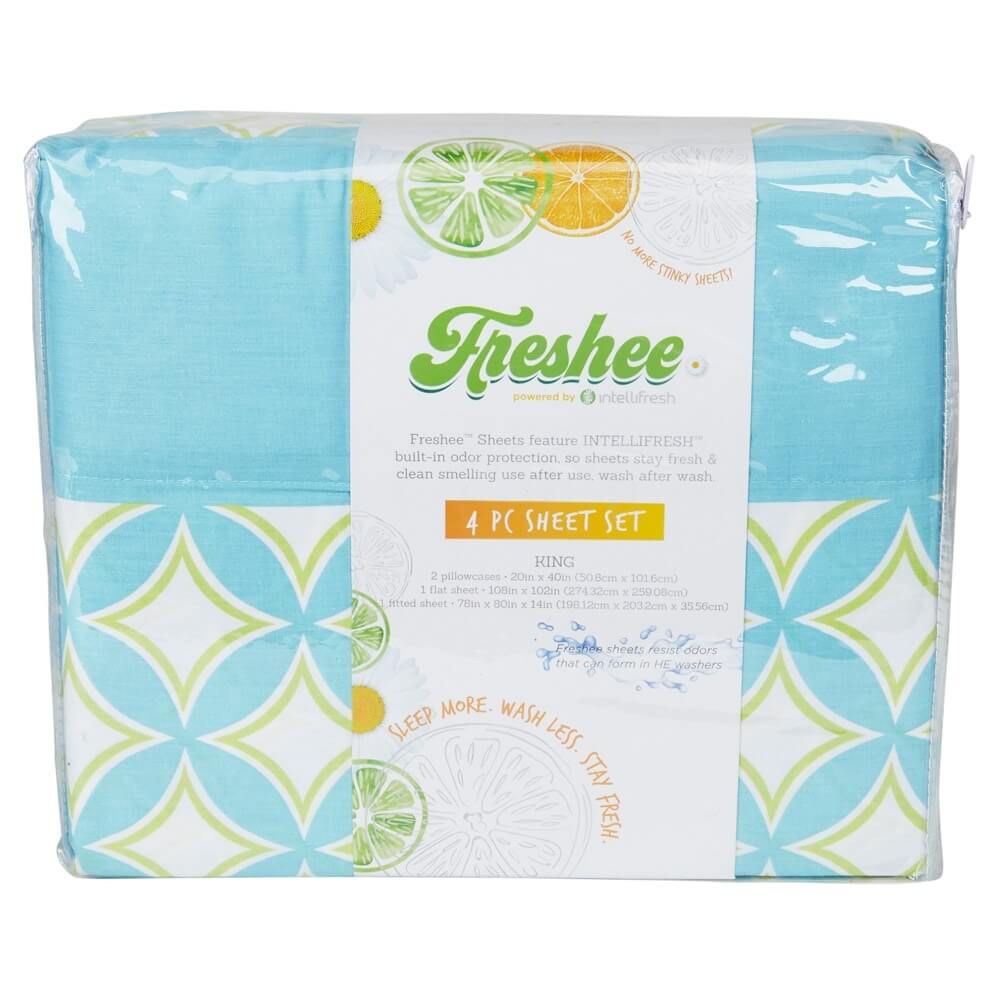 Freshee Antimicrobial 200 Thread Count King Sheet Set, 4 Piece
