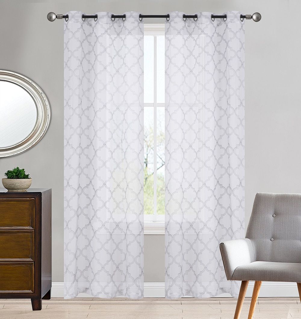 2-Pack Sheer Embroidery Panel Curtains, 84"