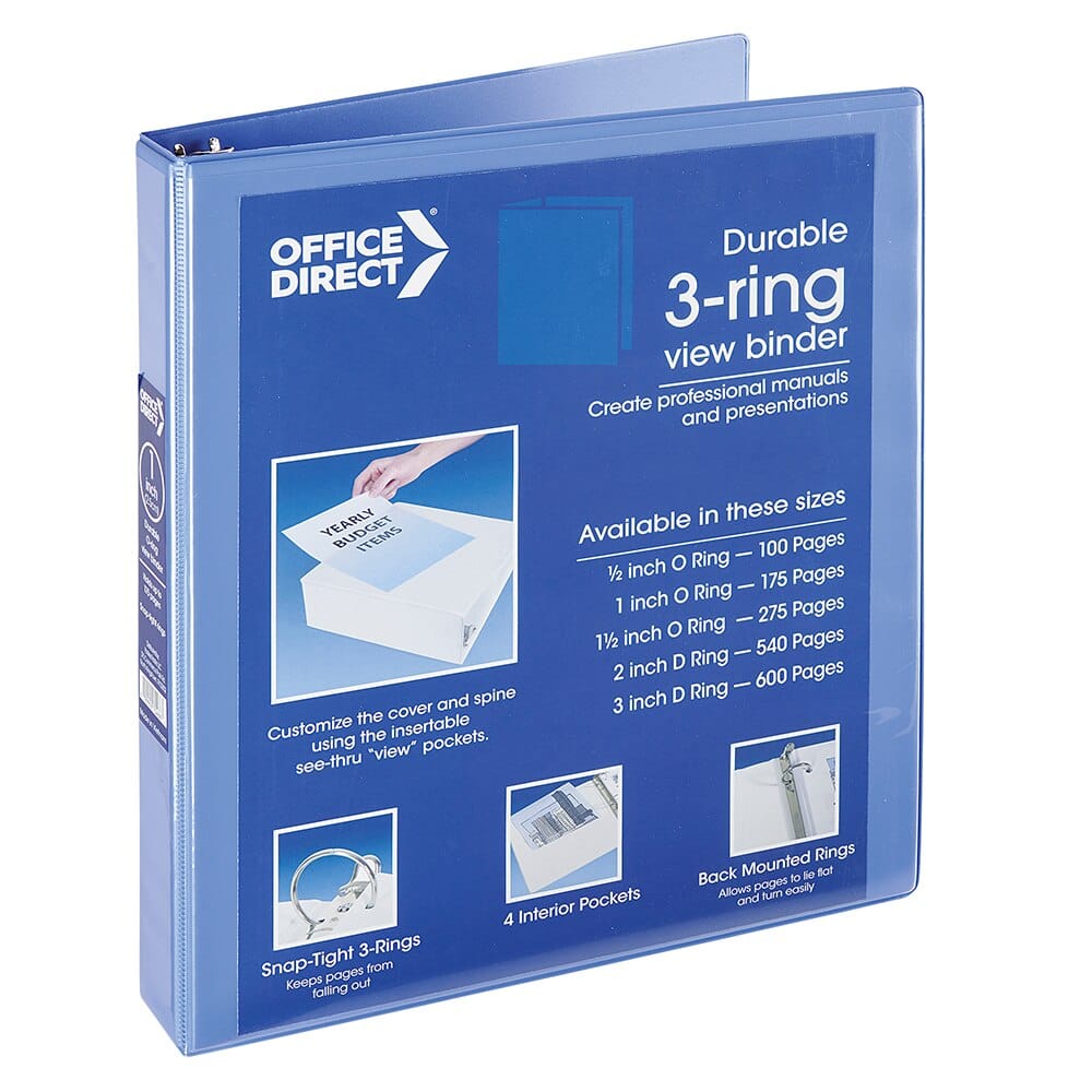 Office Direct Durable O-Ring View Binder, 1"