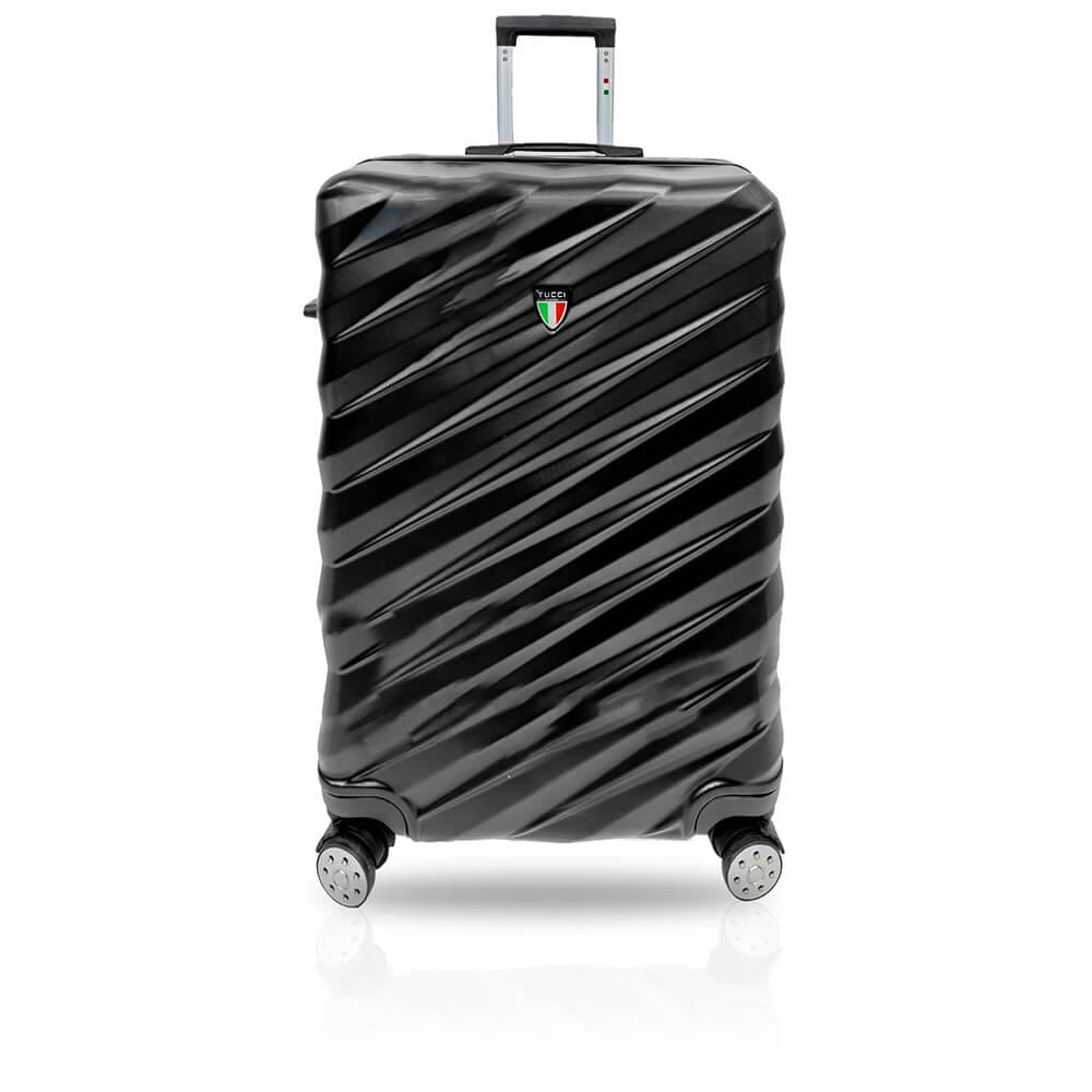TUCCI Italy Storto 3-Piece (20", 24", 28") Luggage Set, Black