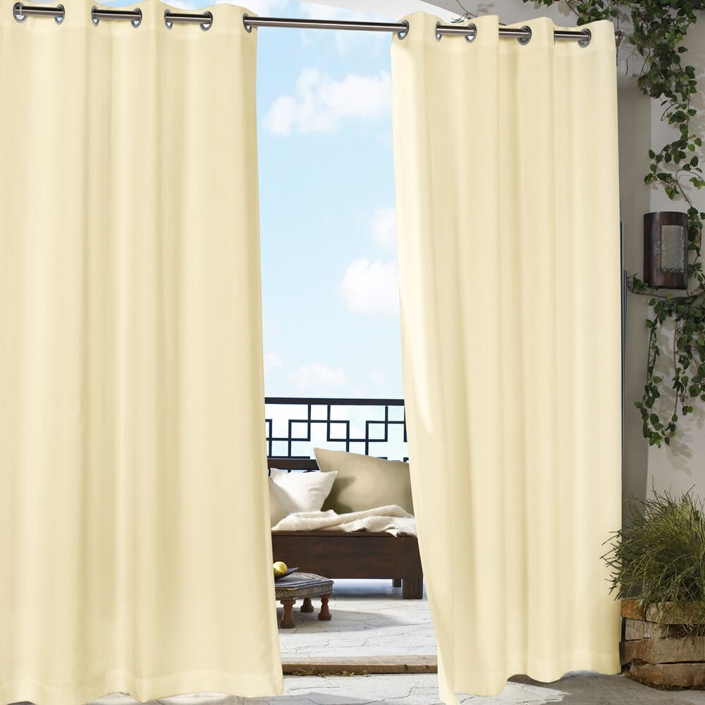 50" x 96" Outdoor Decor Single Grommet Panel Curtain Solid Natural
