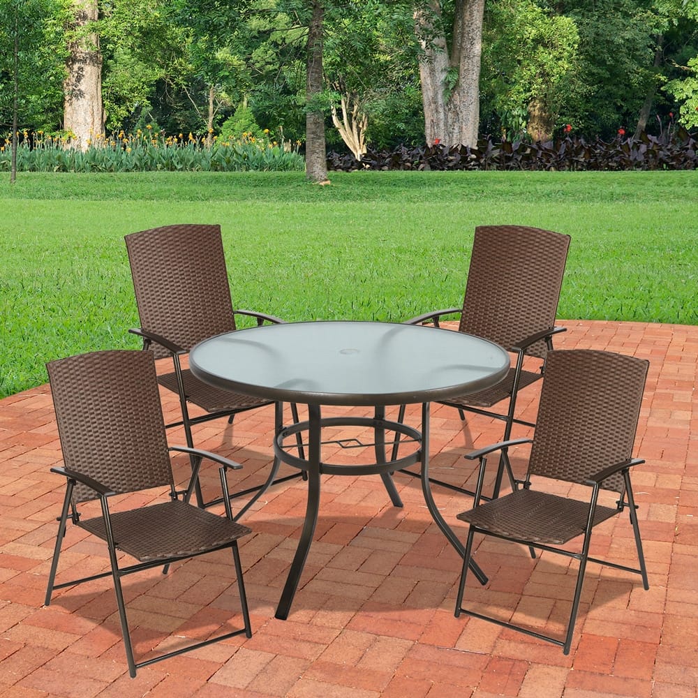 Glass Top Round Patio Table, 40"