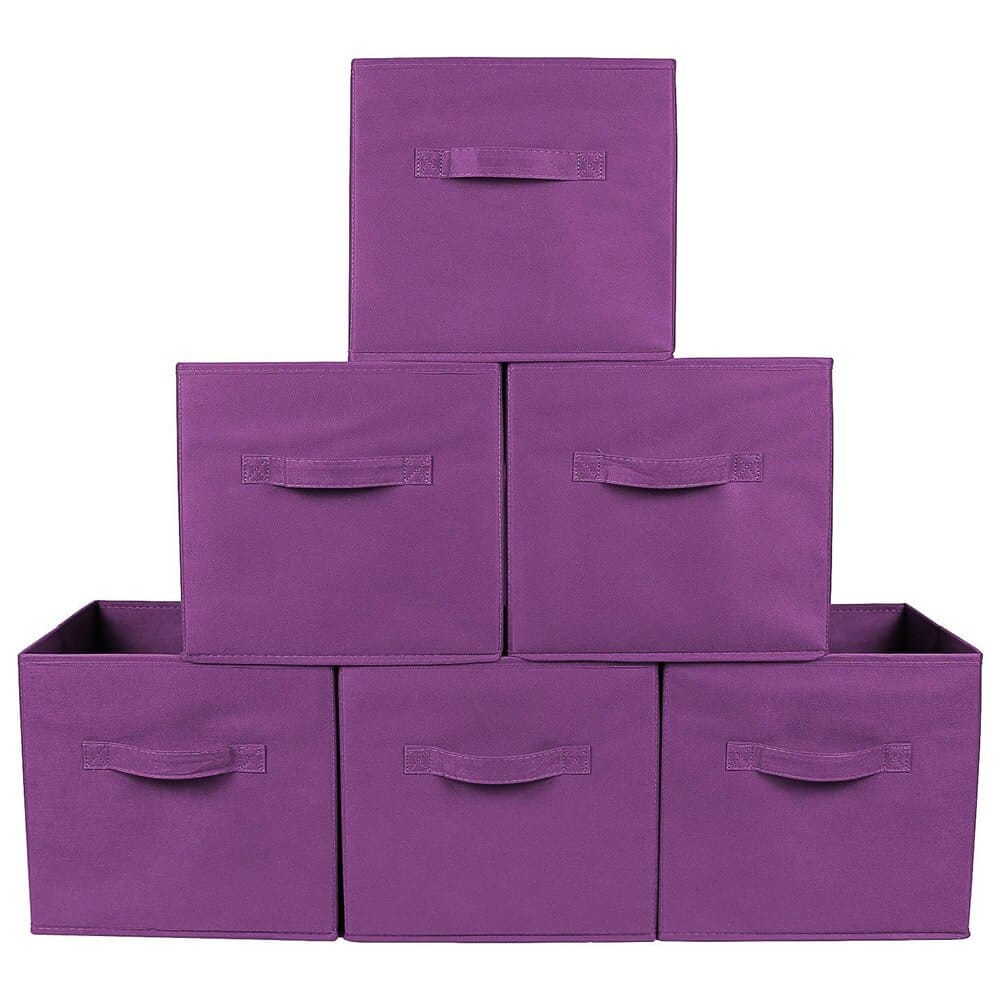 Greenco Foldable Storage Cubes, Set of 6, Purple