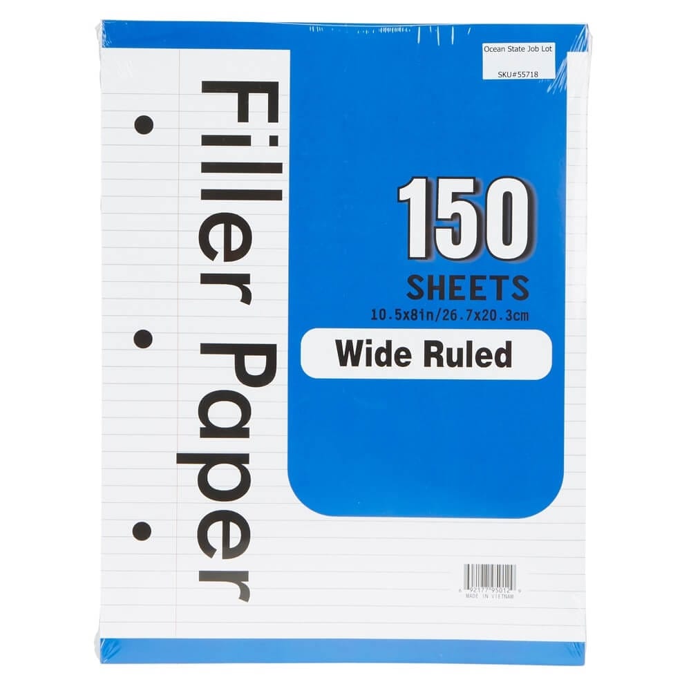 Wide Ruled Filler Paper, 150 Sheets