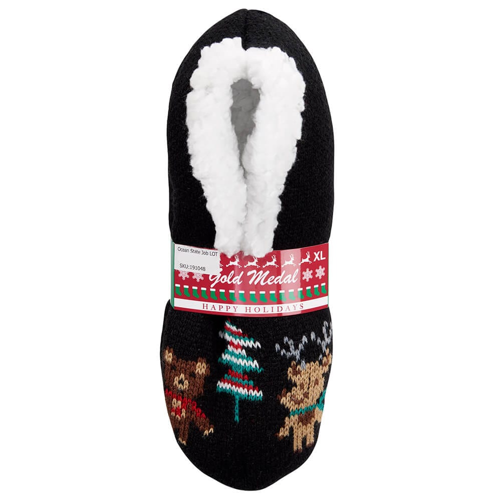 Gold Medal Ladies Christmas Sherpa Slippers