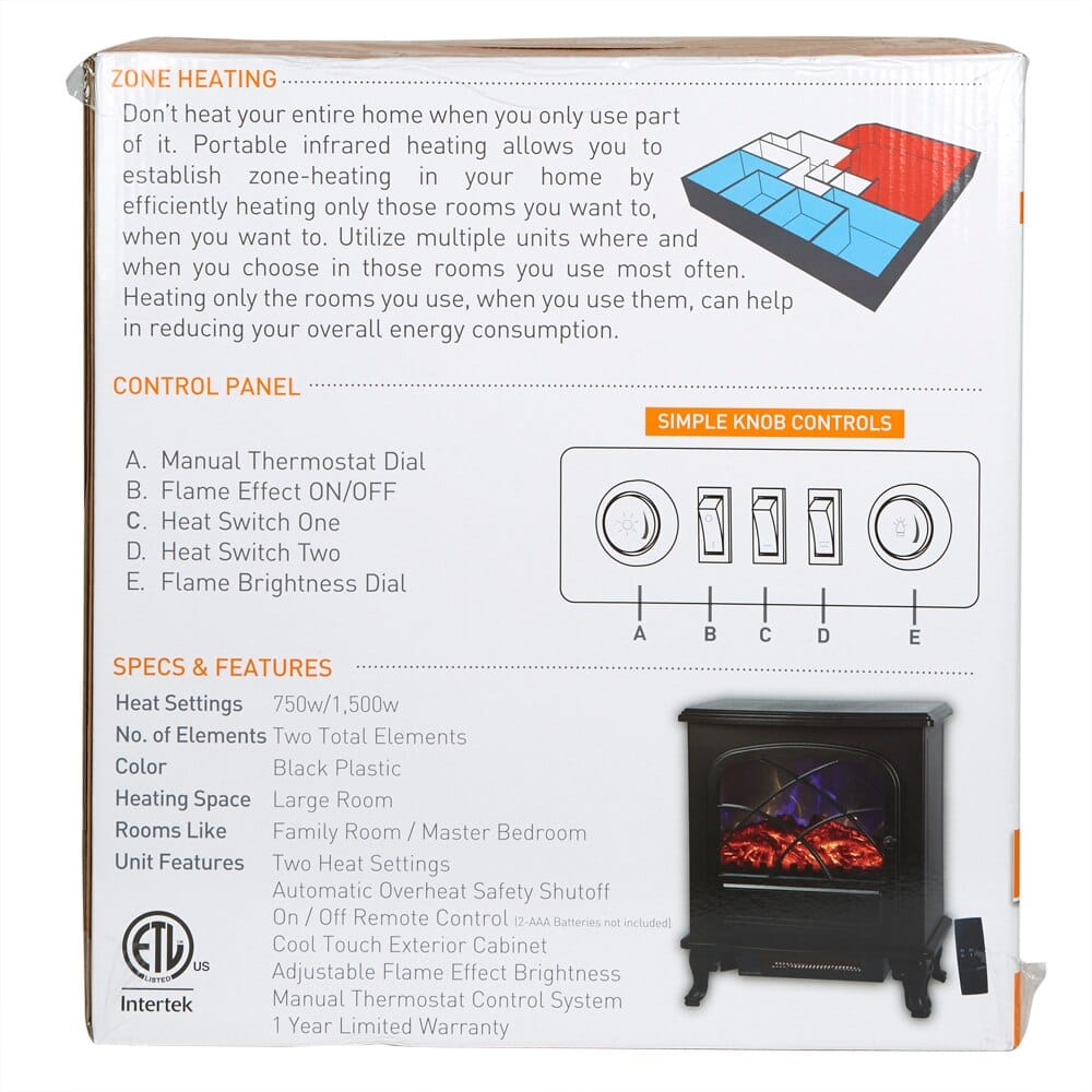 Lifesmart Infrared Electric Fireplace Stove Heater with Remote