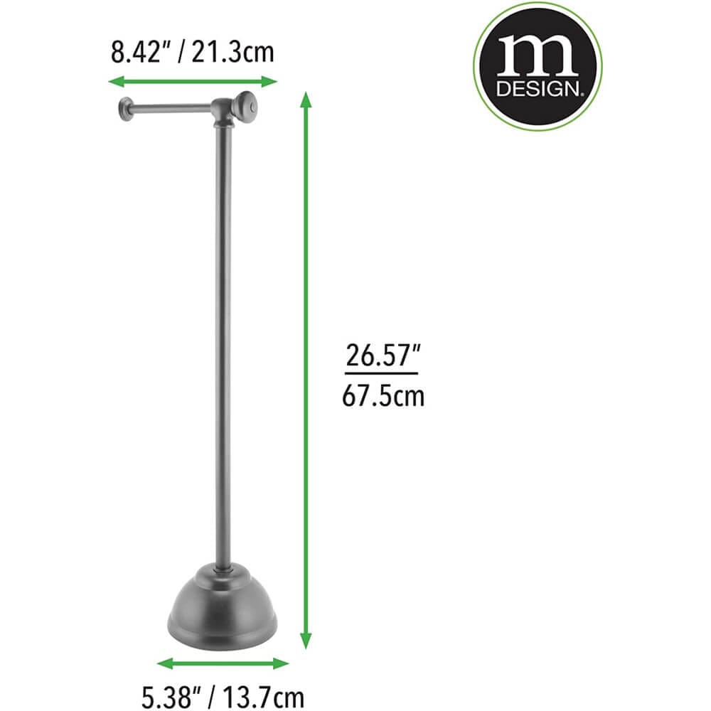 mDesign Metal Toilet Paper Holder & Dispenser for Bathroom, Graphite Gray