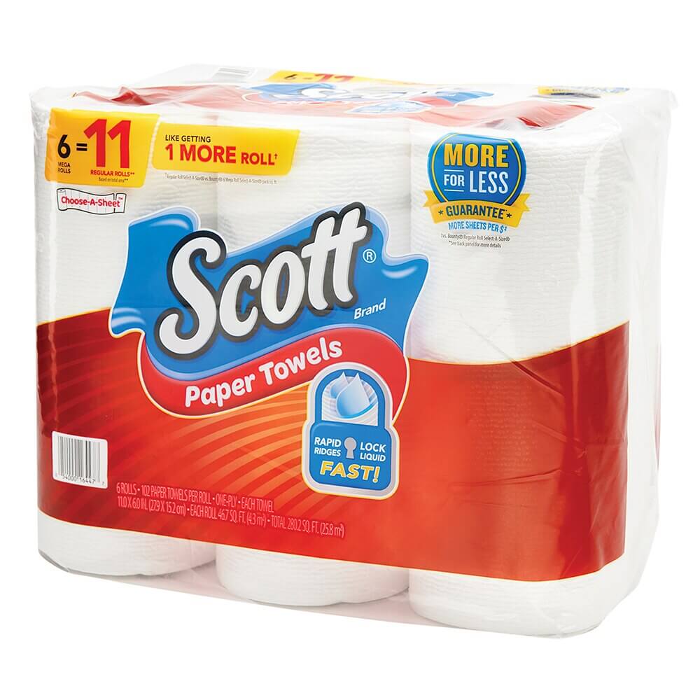 Scott Paper Towels, 6 Mega Rolls