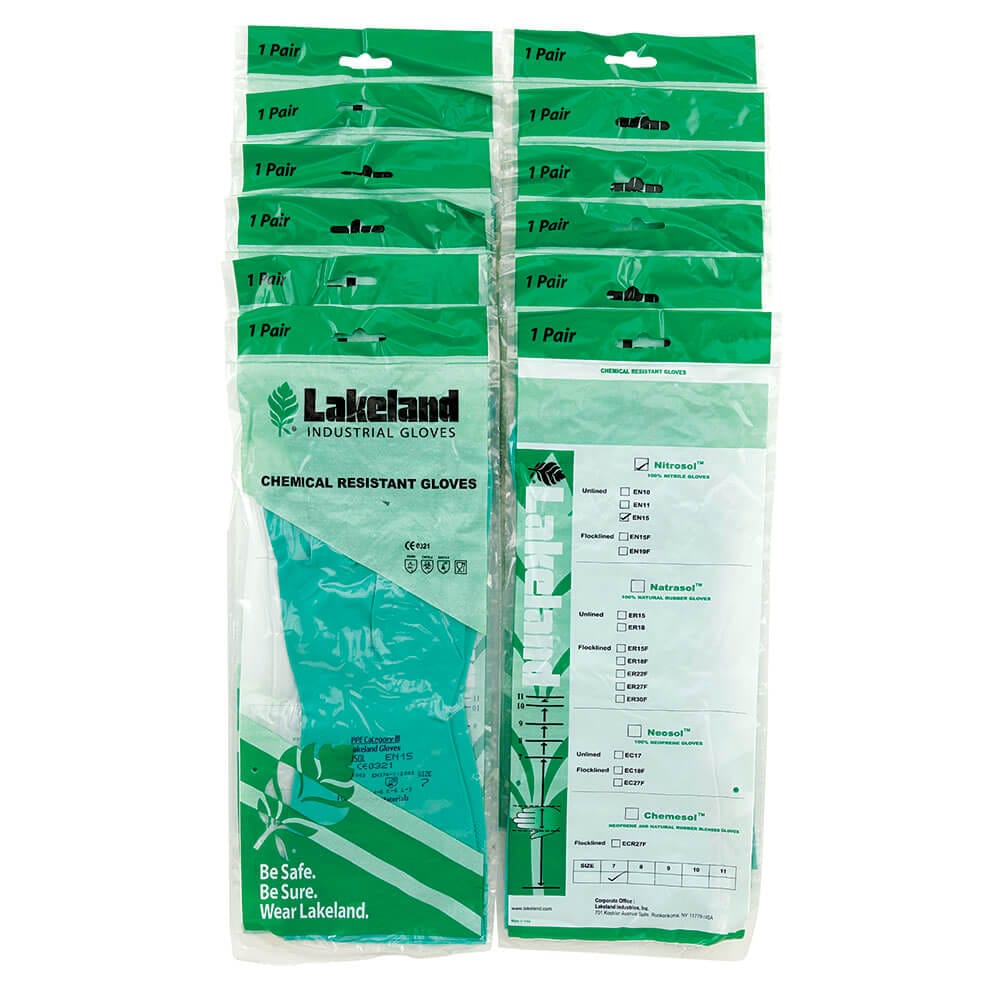 Lakeland Industrial Chemical Resistant Nitrile Gloves, 12 Count