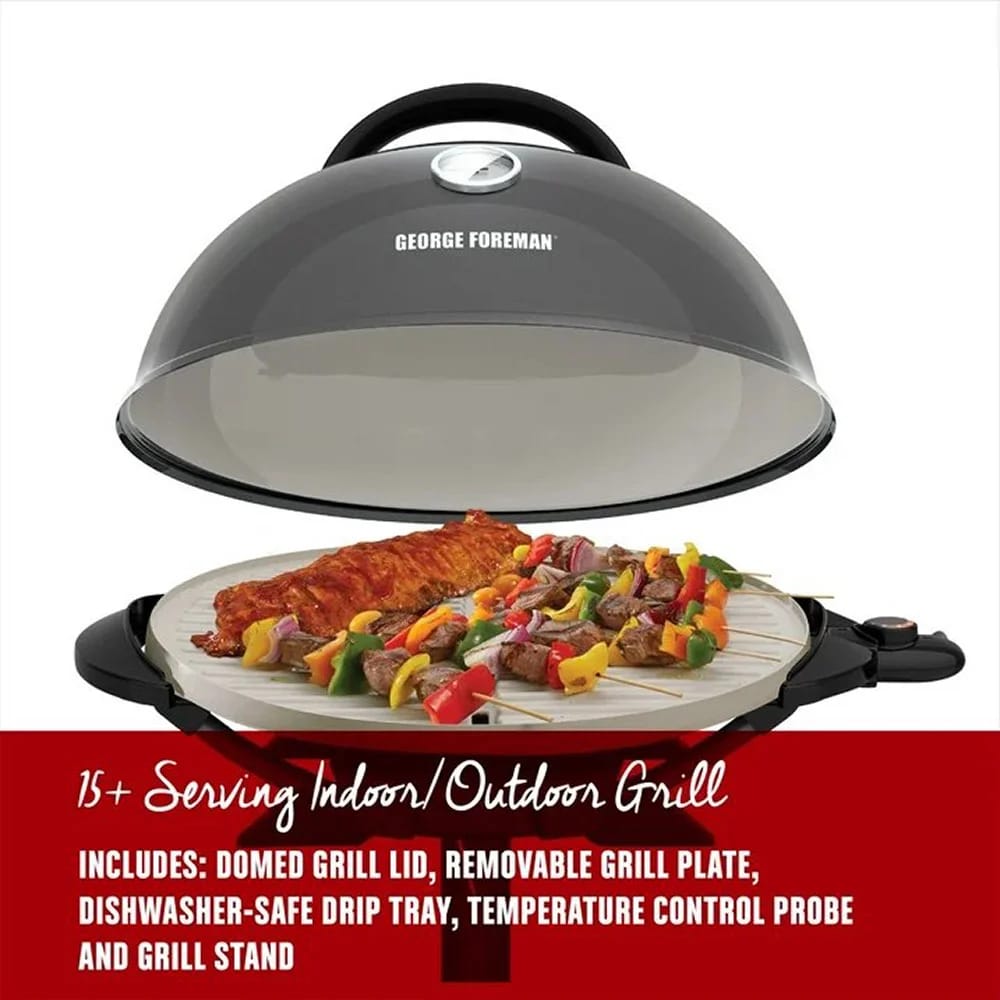 George Foreman Indoor/Outdoor Electric Grill with Ceramic Plate