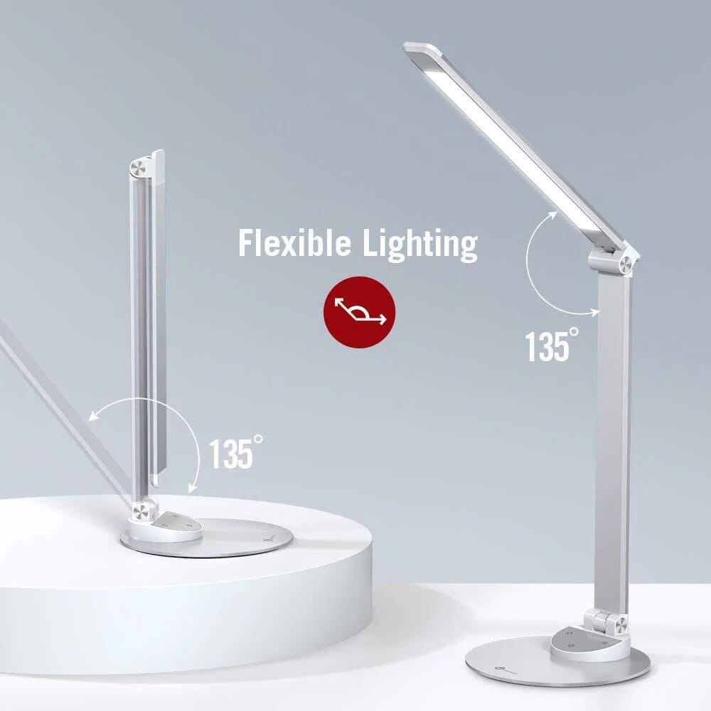 TaoTronics LED Aluminum Alloy Desk Lamp with USB Port, Silver
