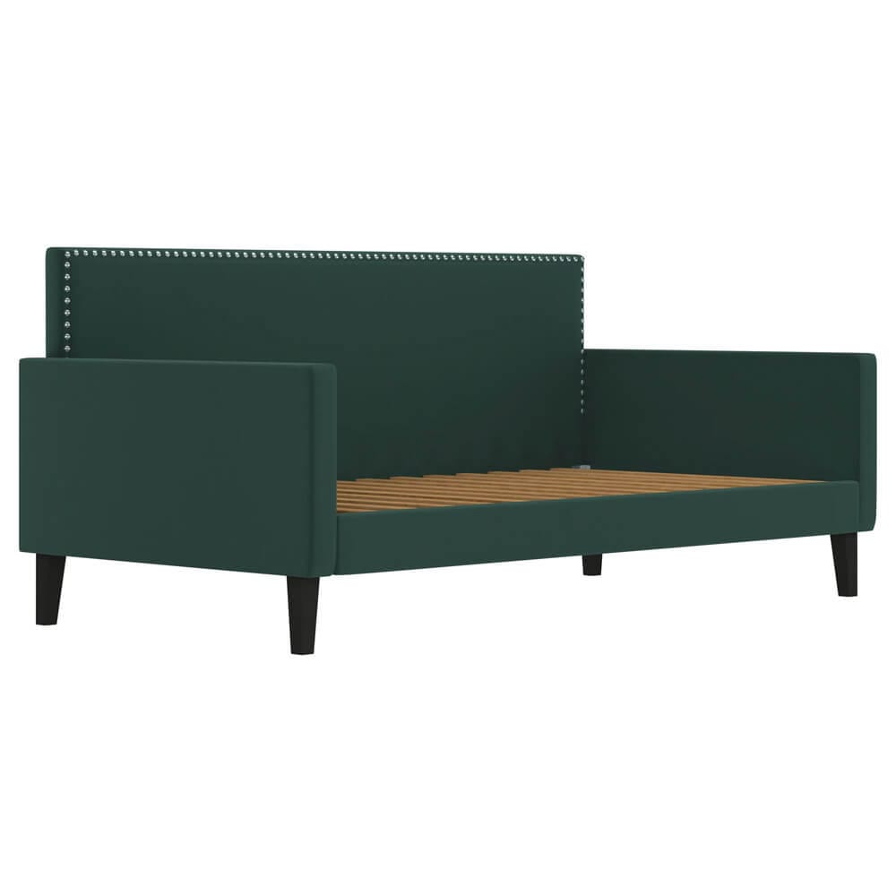 Contemporary Upholstered Twin Daybed, Velvet Emerald