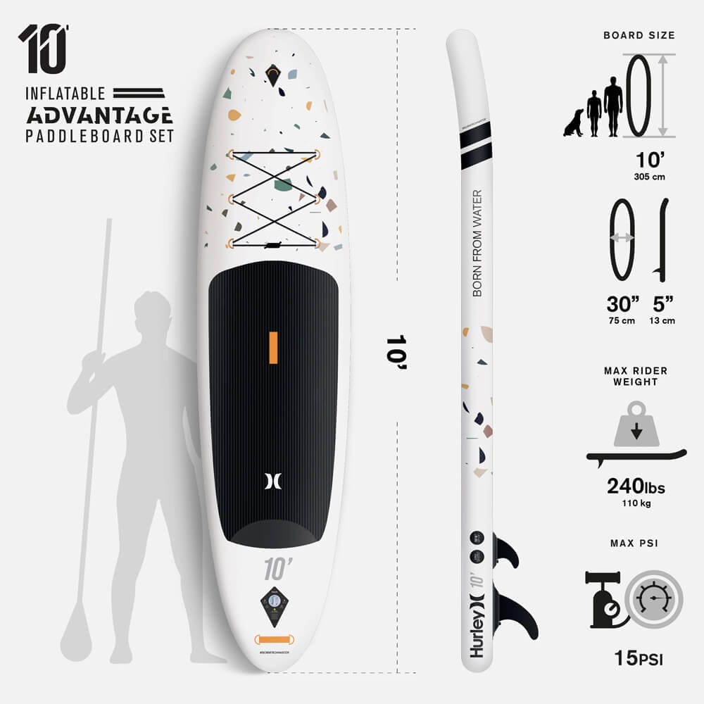 Hurley Advantage Terrazzo 10' Inflatable Stand Up Paddle Board Kit