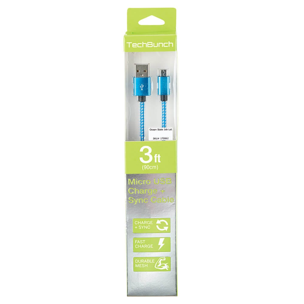 TechBunch Micro USB Charge + Sync Cable, 3'