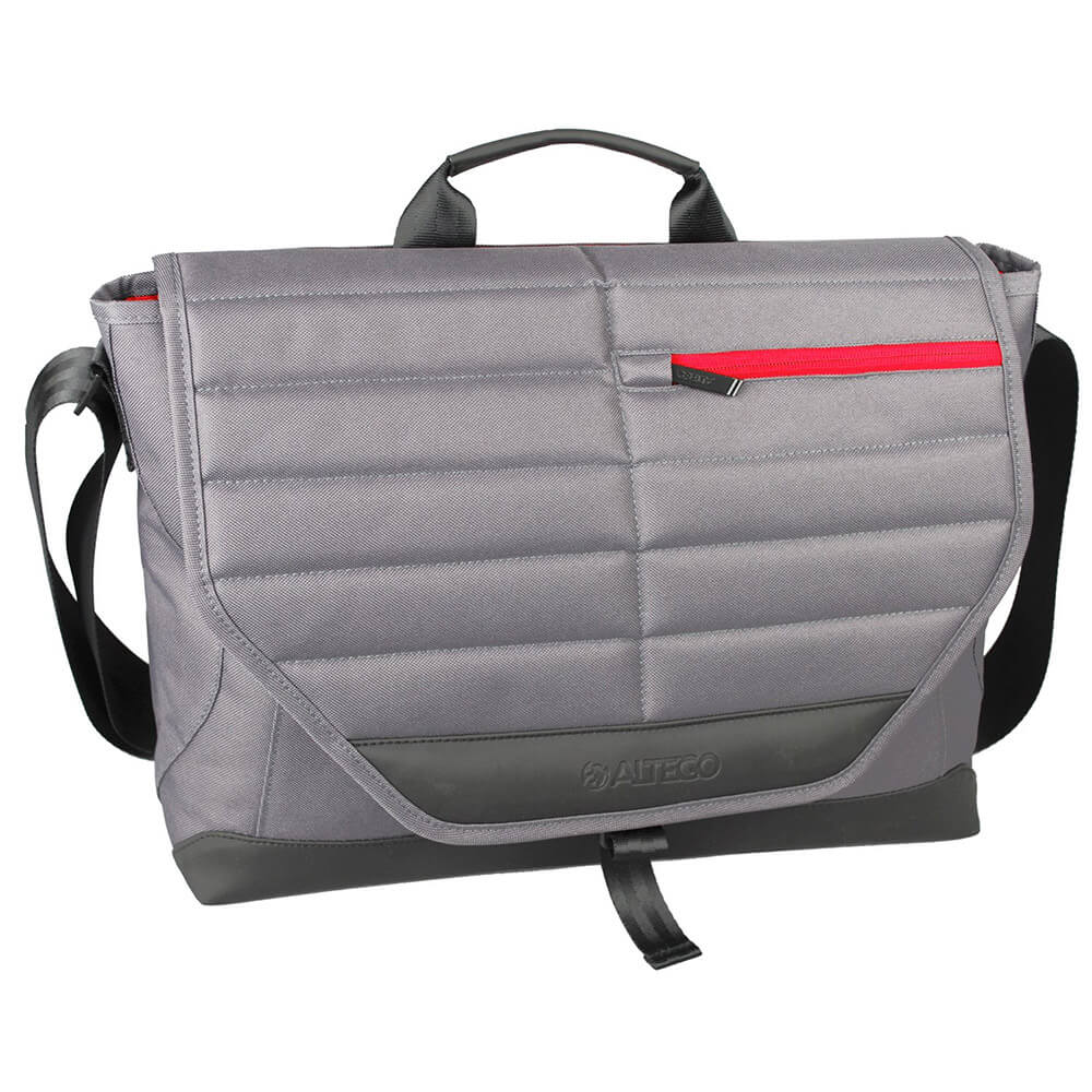 Samsill Altego Channel Stitched Messenger Bag, Gray/Ruby