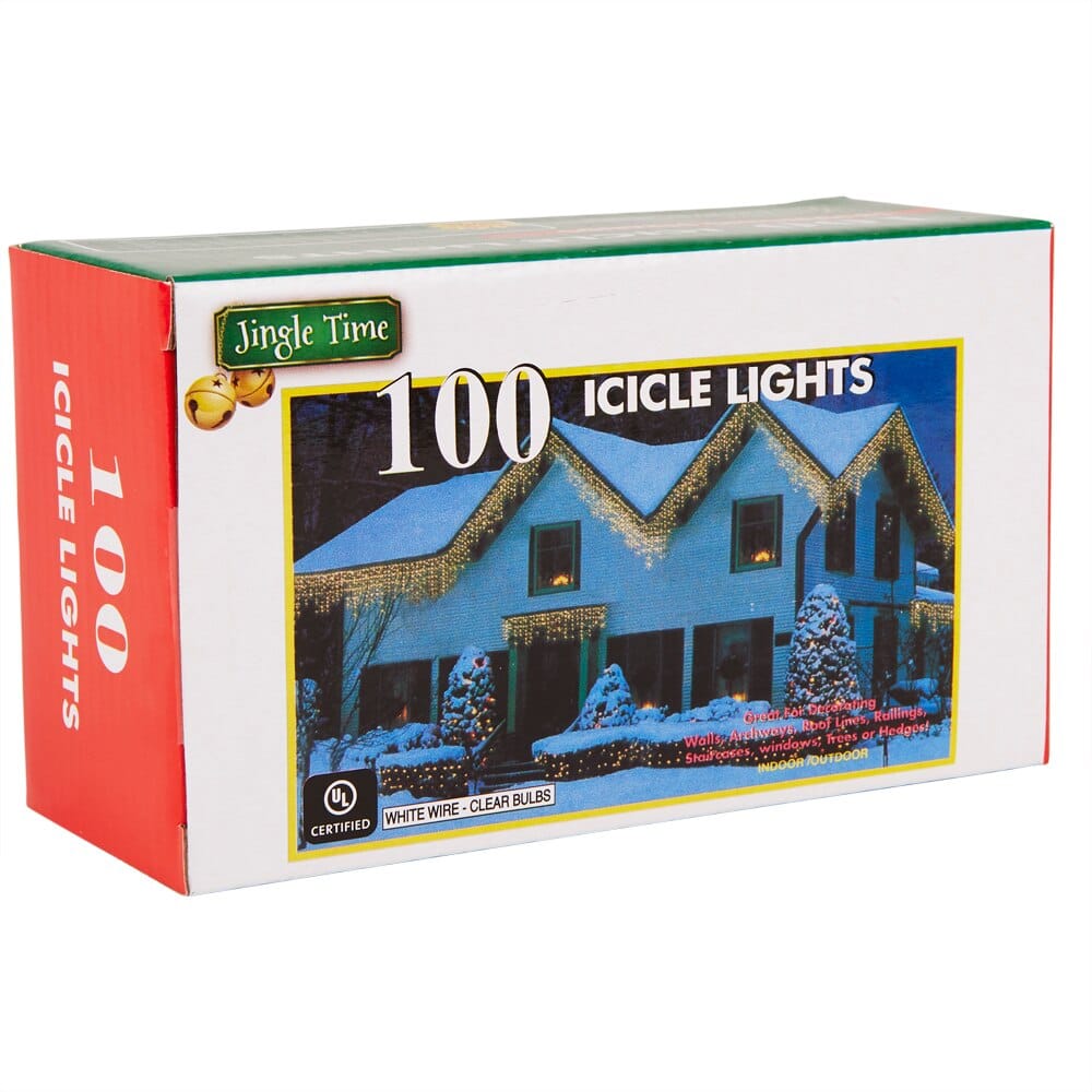 Jingle Time Clear Icicle String Lights, Set of 100
