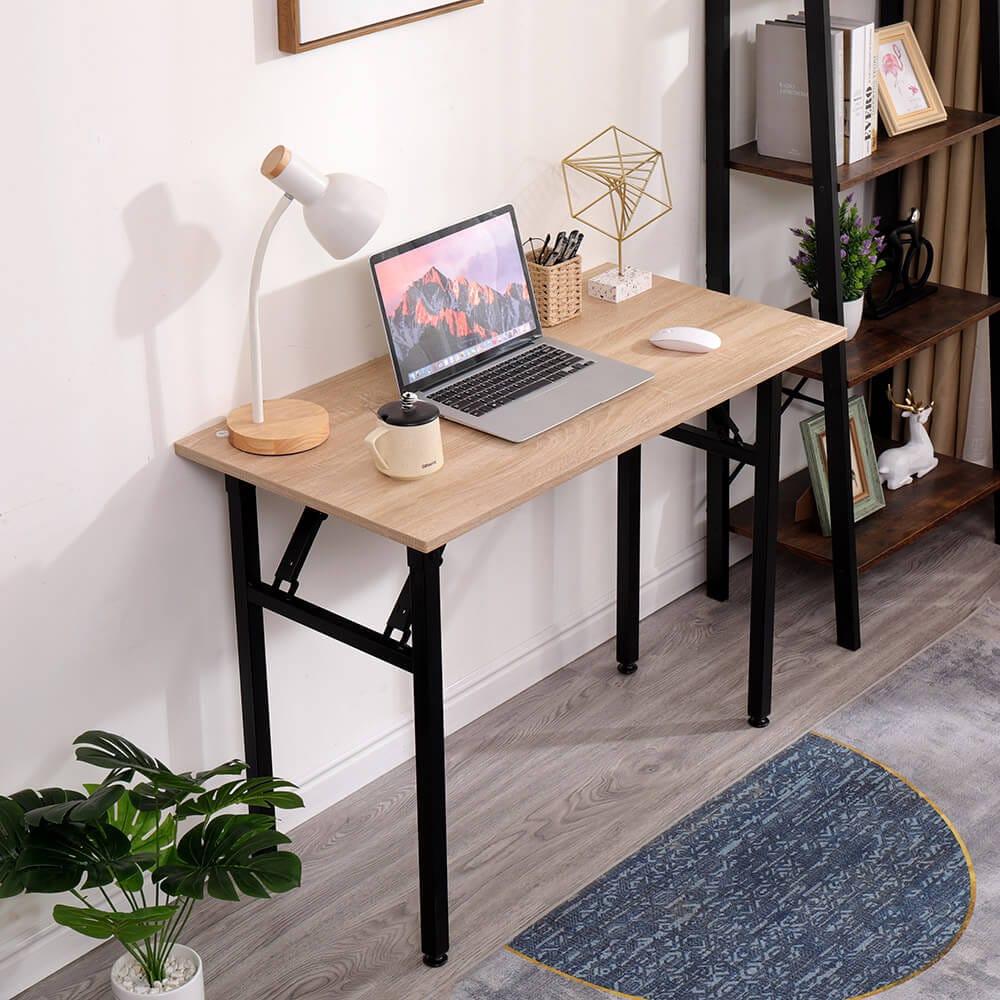 39" Foldable Desk, Natural/Black