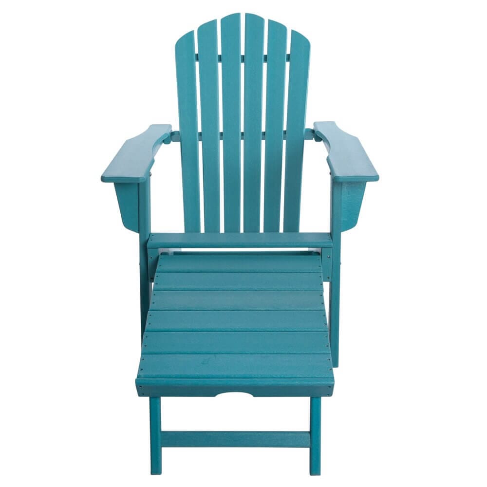 All-Weather Adirondack Chair with Ottoman, Blue